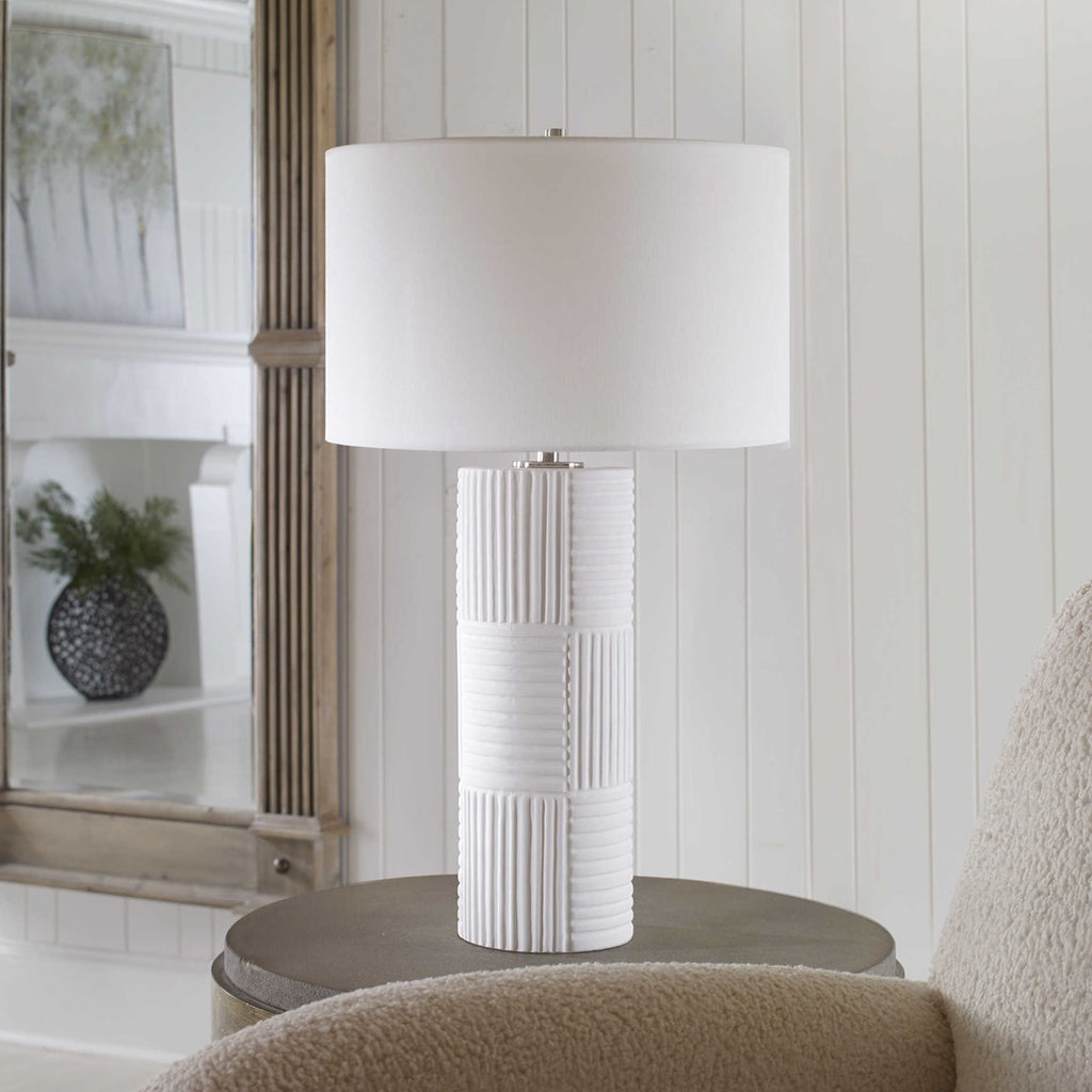 Patchwork White Table Lamp - Bombay Mercantile