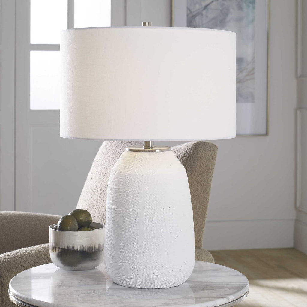 Heir Chalk White Table Lamp - Bombay Mercantile