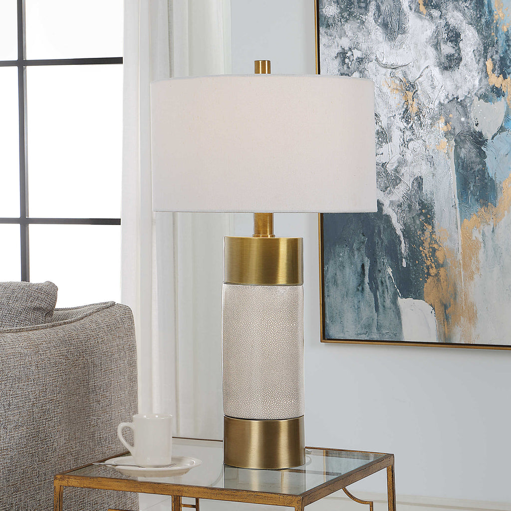 Adelia Ivory & Brass Table Lamp - Bombay Mercantile