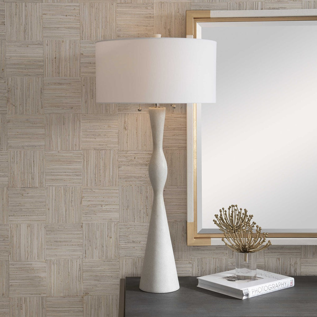 Sharma Ivory Stone Table Lamp - Bombay Mercantile