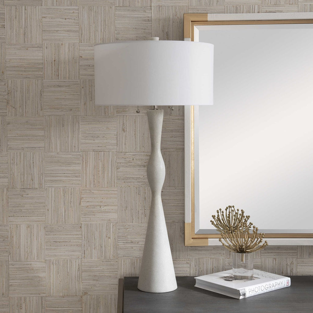 Sharma Ivory Stone Table Lamp - Bombay Mercantile