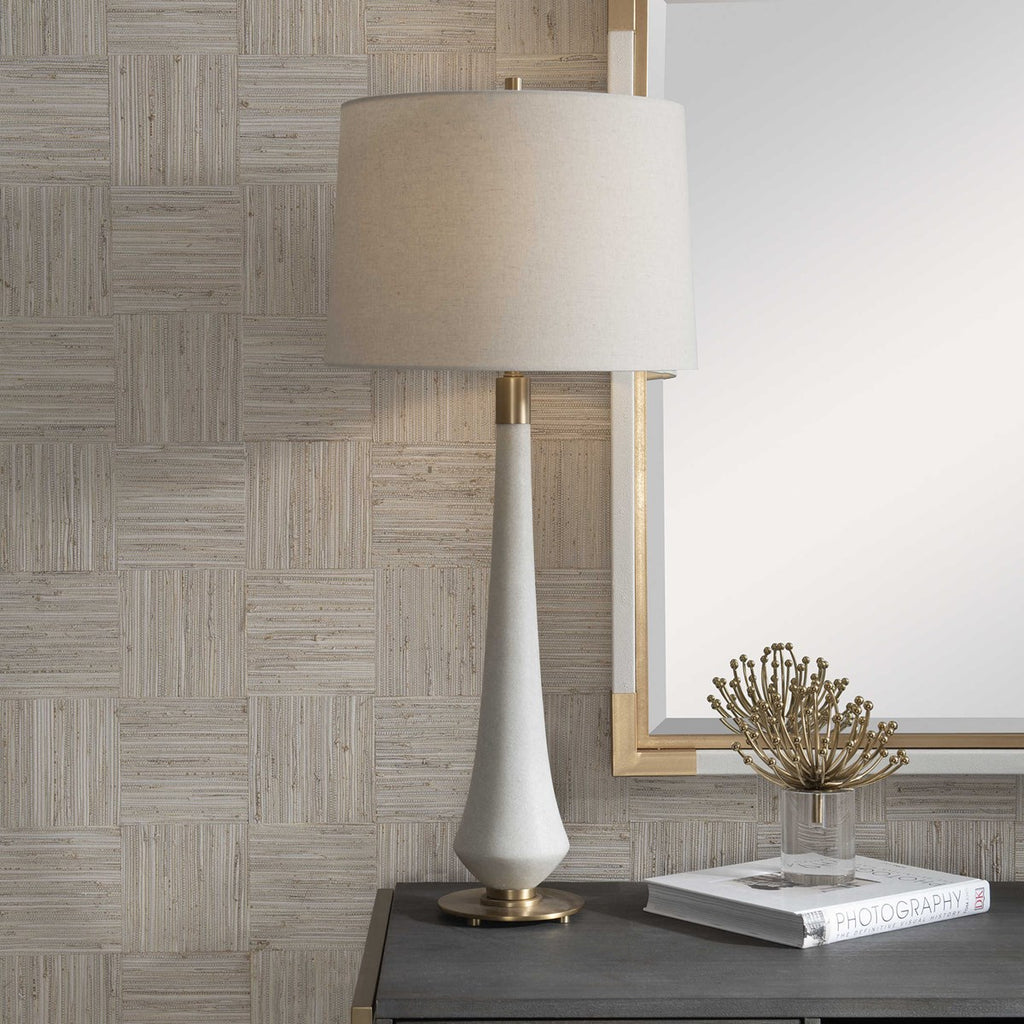 Marille Ivory Stone Table Lamp - Bombay Mercantile