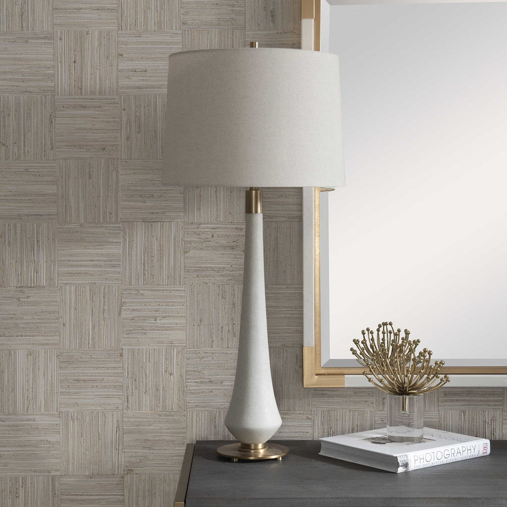 Marille Ivory Stone Table Lamp - Bombay Mercantile