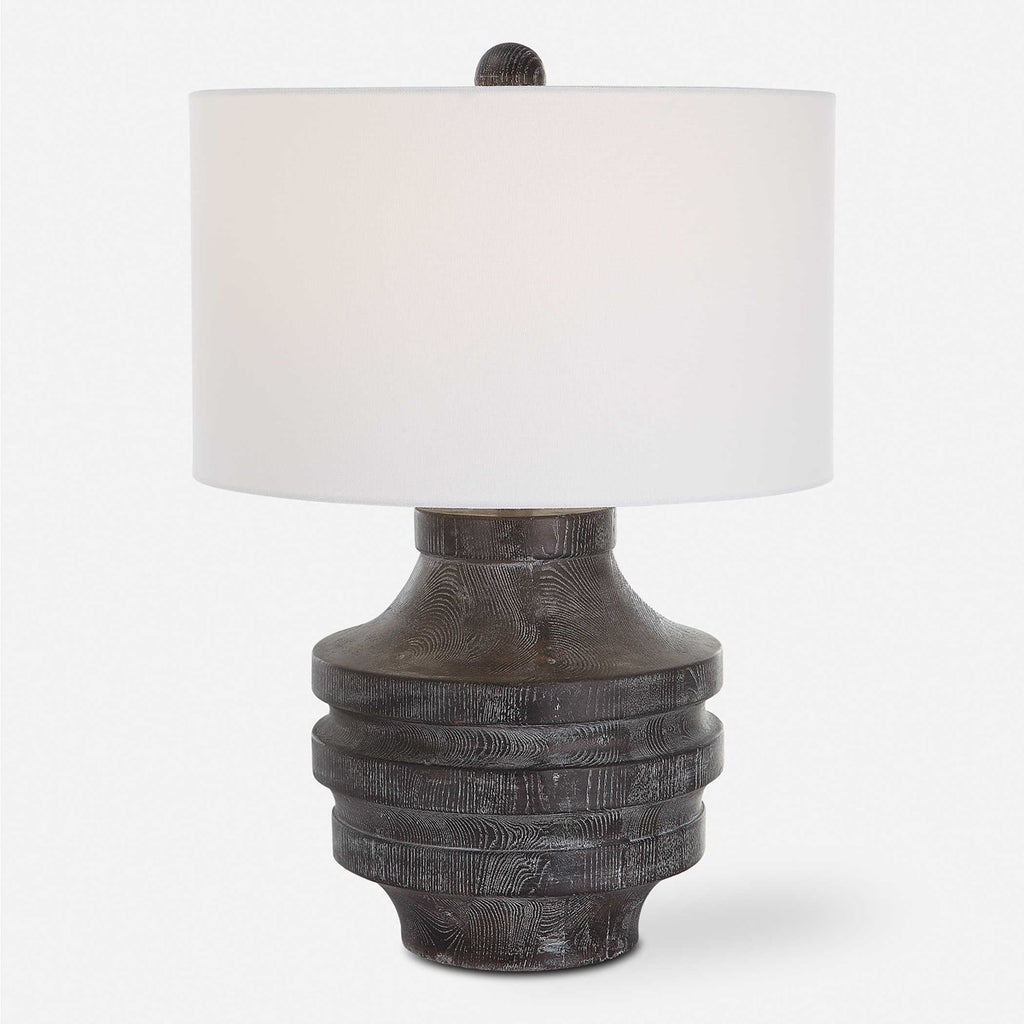 Timber Carved Wood Table Lamp - Bombay Mercantile