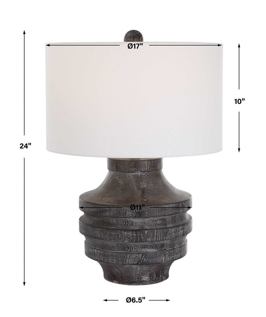 Timber Carved Wood Table Lamp - Bombay Mercantile