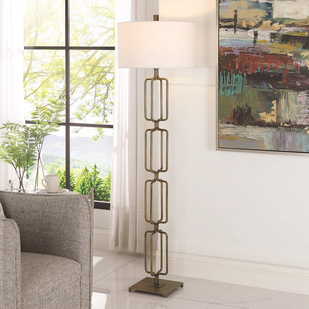 Link Brushed Gold Floor Lamp - Bombay Mercantile