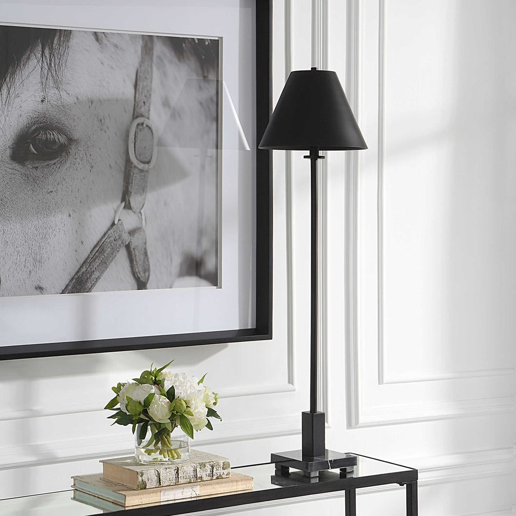 Pilot Black Buffet Lamp - Bombay Mercantile