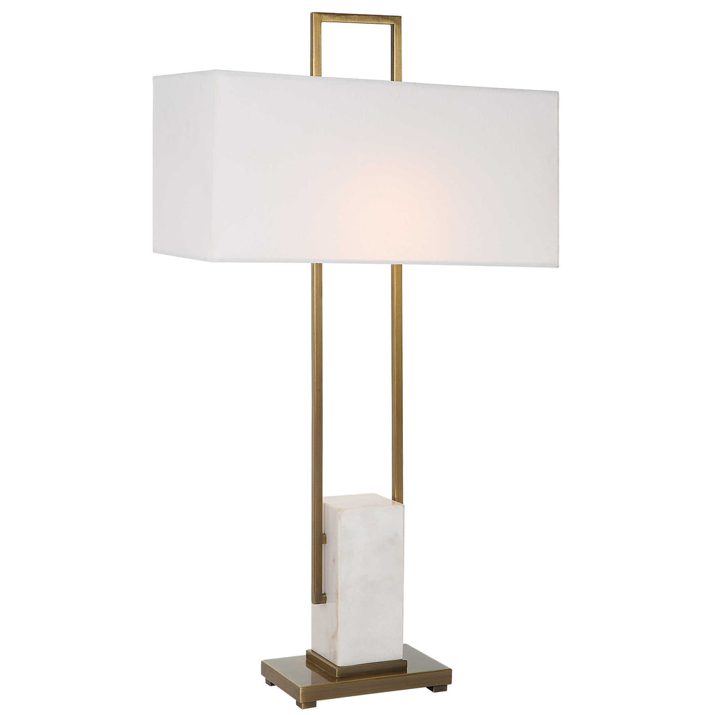 Column White Marble Table Lamp - Bombay Mercantile