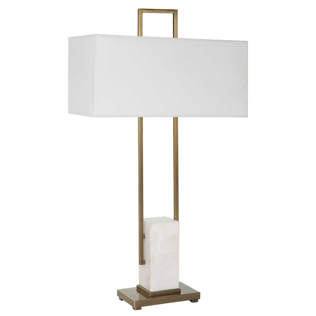 Column White Marble Table Lamp - Bombay Mercantile