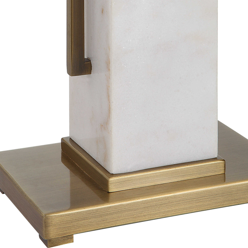 Column White Marble Table Lamp - Bombay Mercantile