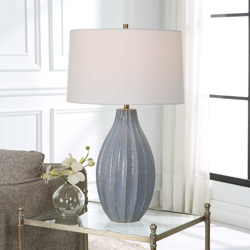 Veston Blue Glaze Table Lamp - Bombay Mercantile