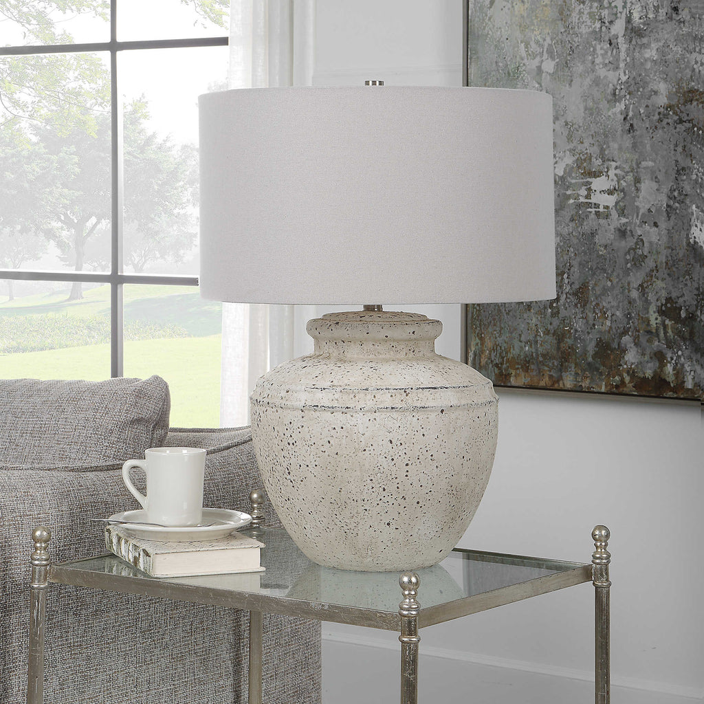 Artifact Aged Stone Table Lamp - Bombay Mercantile