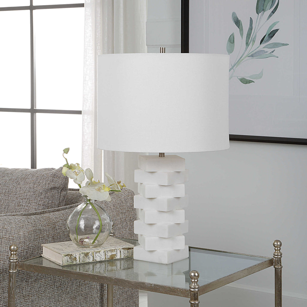 Ascent White Geometric Table Lamp - Bombay Mercantile