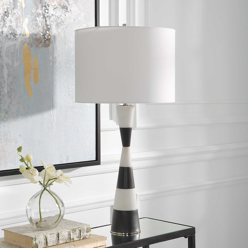 Bandeau Banded Stone Table Lamp - Bombay Mercantile