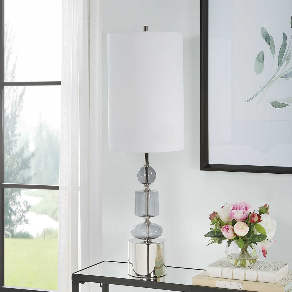 Stratus Gray Glass Buffet Lamp - Bombay Mercantile