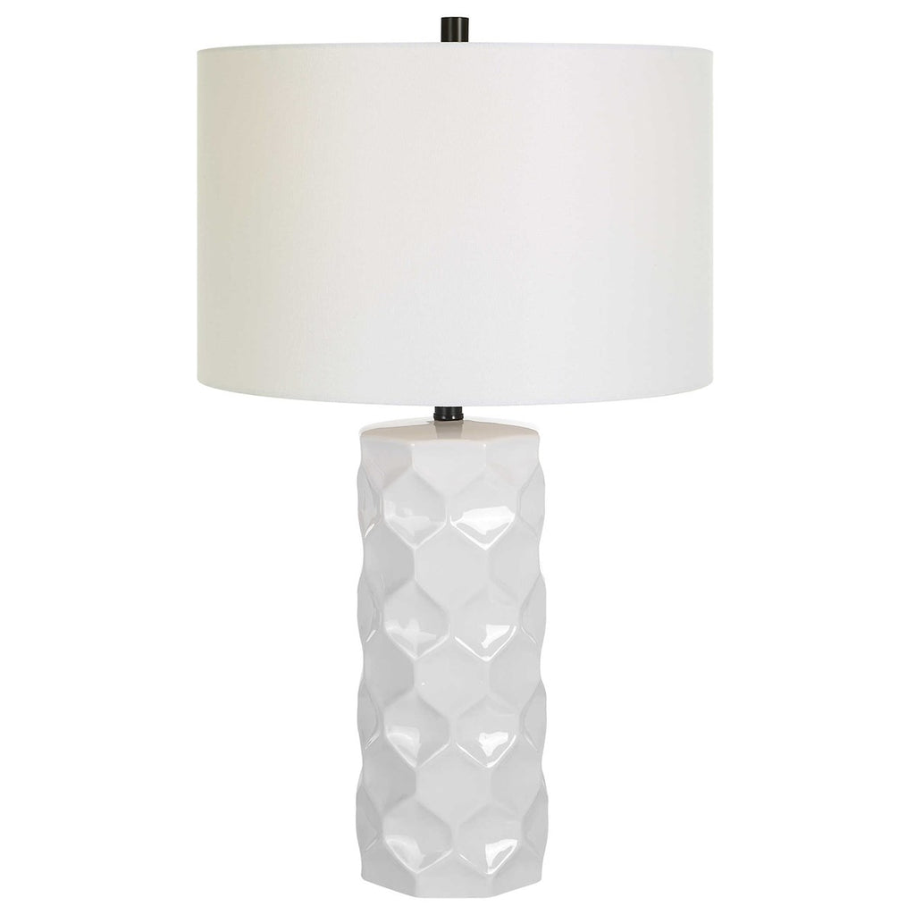 Honeycomb White Table Lamp - Bombay Mercantile