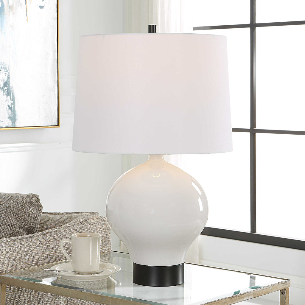 Collar Gloss White Table Lamp - Bombay Mercantile