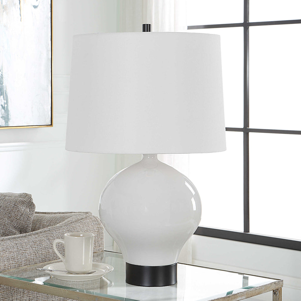 Collar Gloss White Table Lamp - Bombay Mercantile