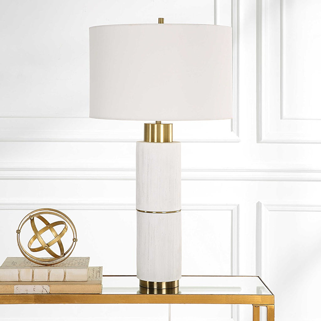 Ruse Whitewashed Table Lamp - Bombay Mercantile