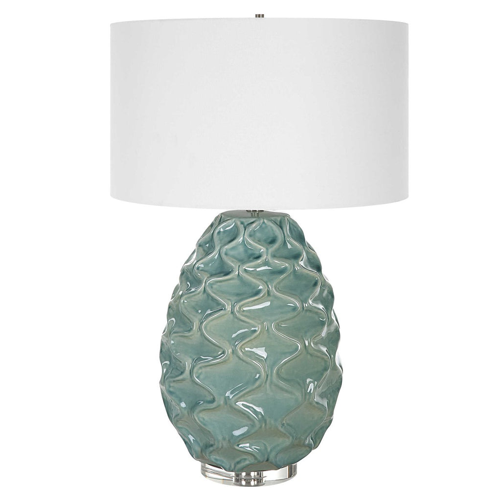 Laced Up Sea Foam Glass Table Lamp - Bombay Mercantile