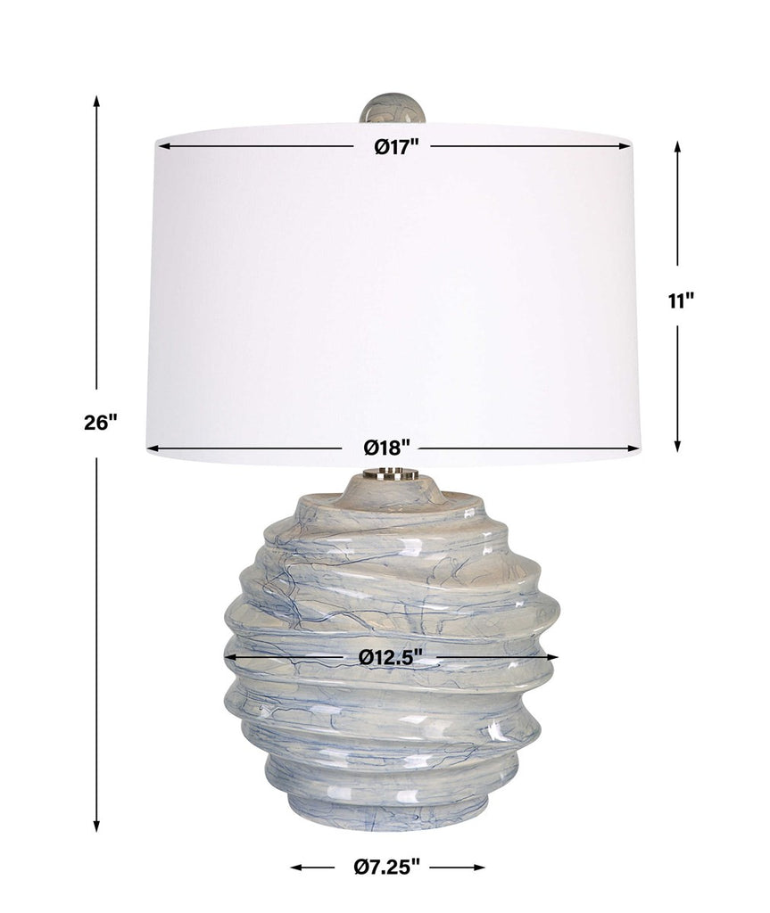 Waves Blue & White Accent Lamp - Bombay Mercantile