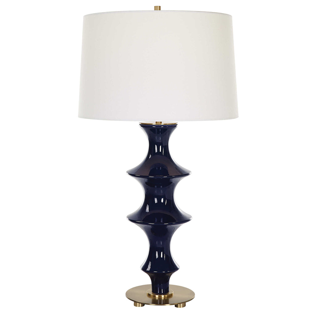 Coil Sculpted Blue Table Lamp - Bombay Mercantile