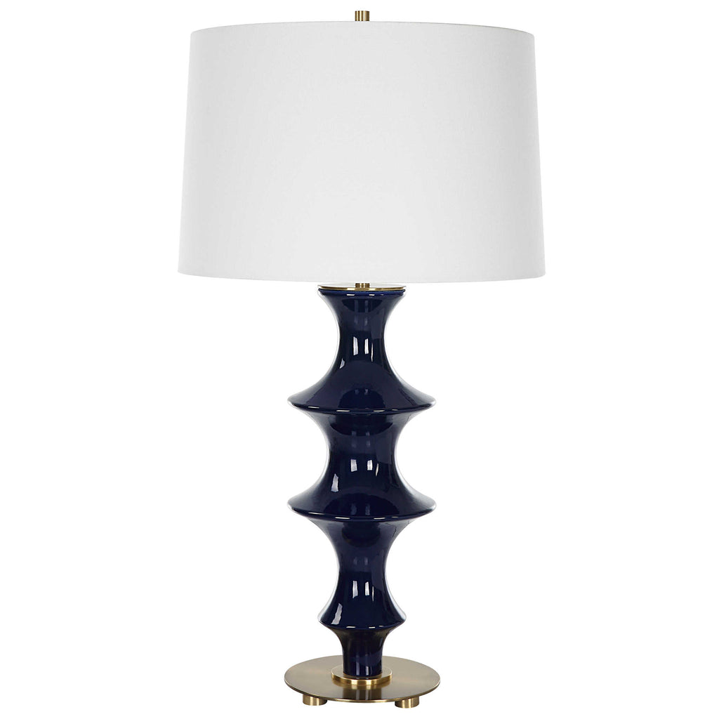 Coil Sculpted Blue Table Lamp - Bombay Mercantile