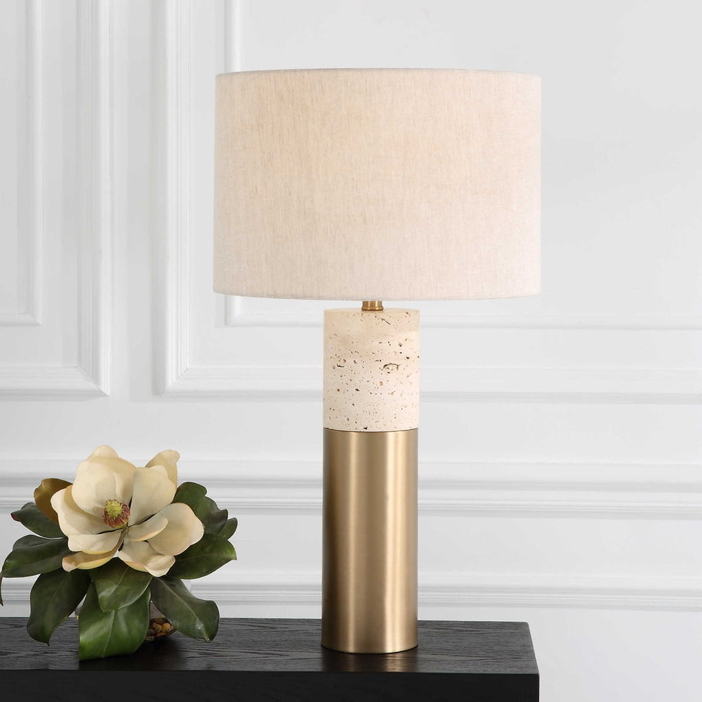 Gravitas Elegant Brass & Stone Lamp - Bombay Mercantile