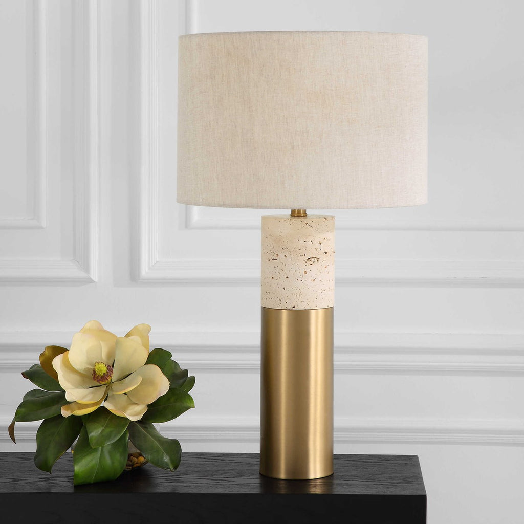 Gravitas Elegant Brass & Stone Lamp - Bombay Mercantile