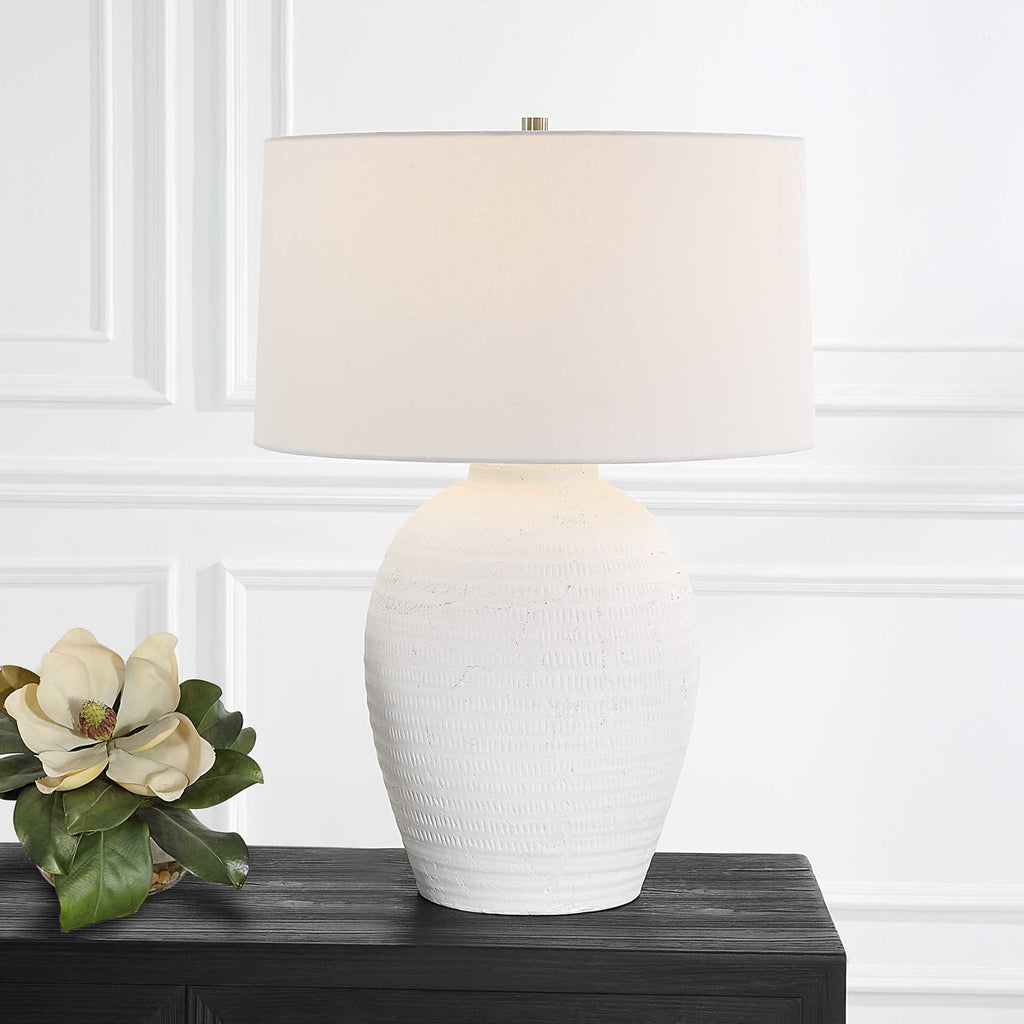Reyna Chalk White Table Lamp - Bombay Mercantile