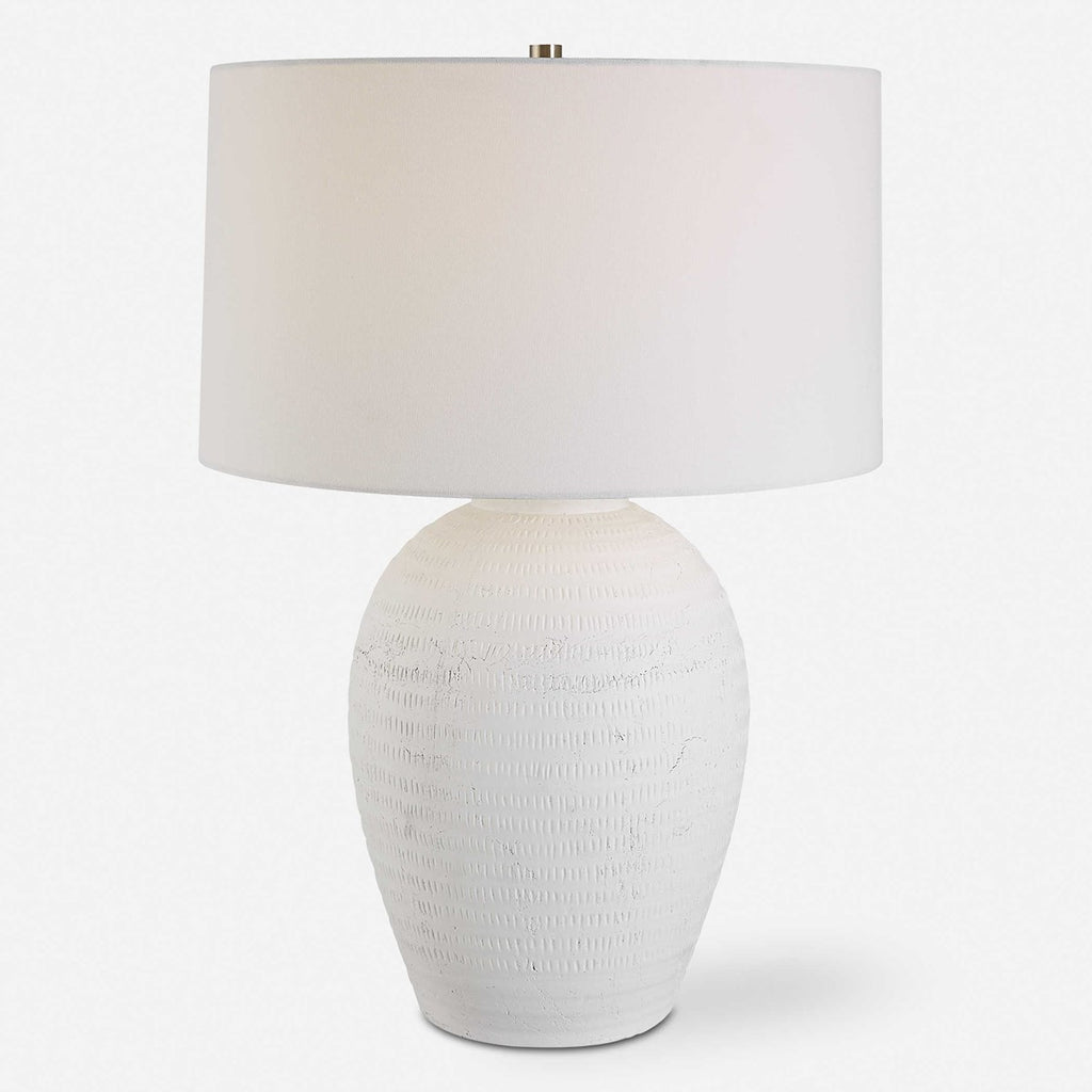Reyna Chalk White Table Lamp - Bombay Mercantile