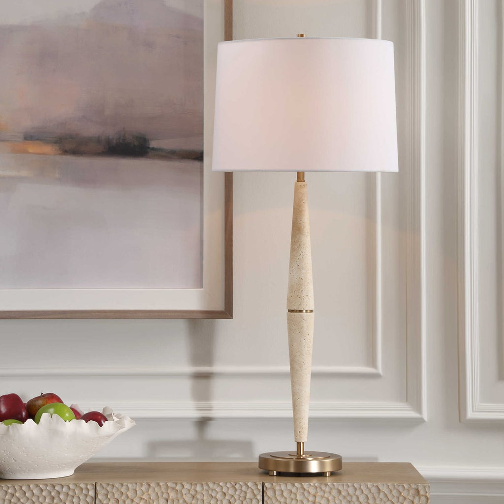 Palu Travertine Table Lamp - Bombay Mercantile