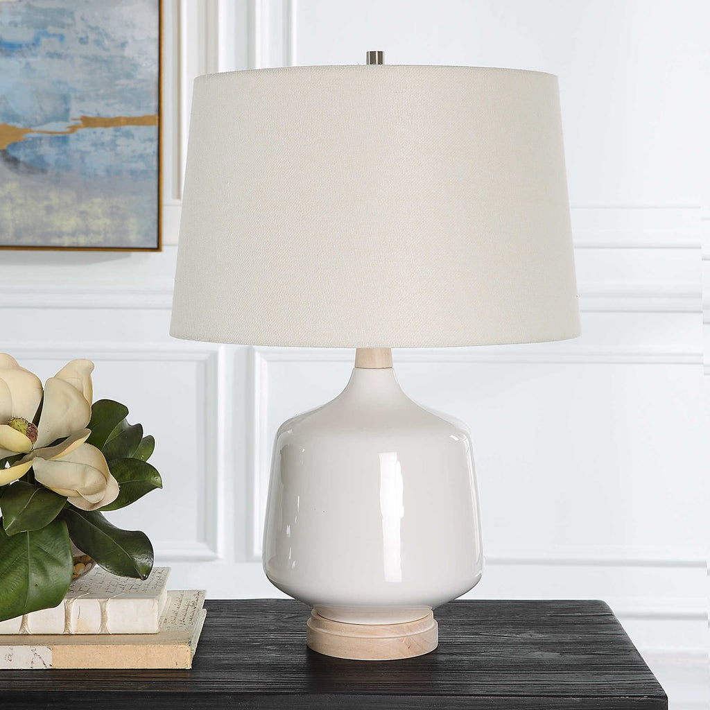 Opal Gloss White Table Lamp - Bombay Mercantile