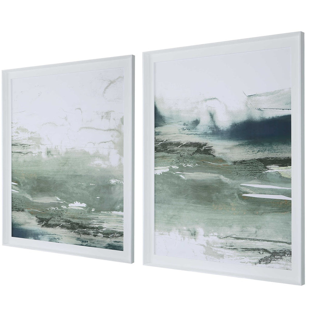 Emerald Daze Abstract Prints, Set of 2 - Bombay Mercantile