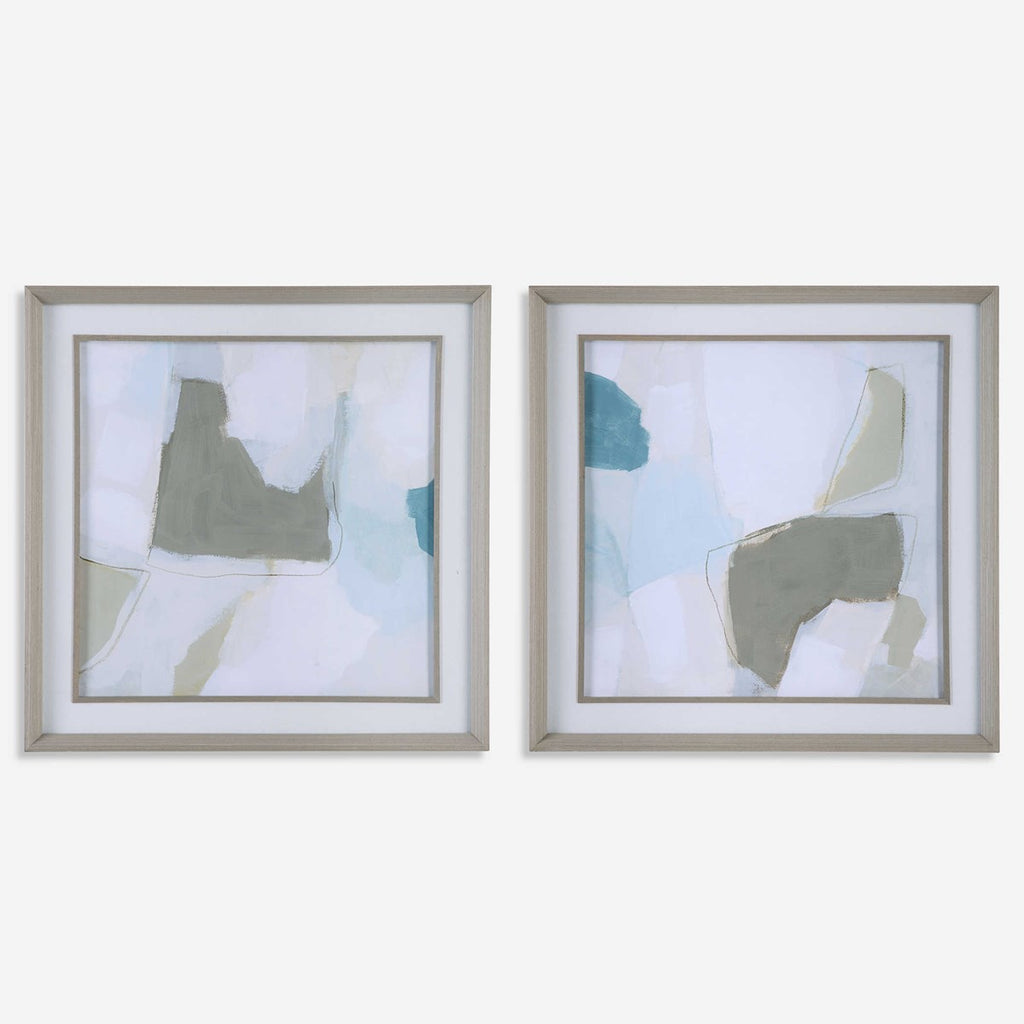 Mist Shapes Framed Prints, Set of 2 - Bombay Mercantile