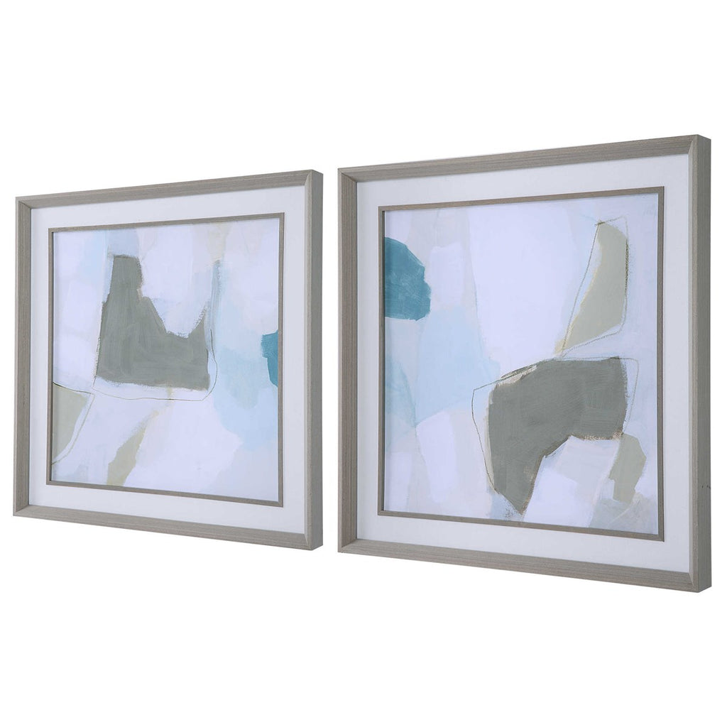Mist Shapes Framed Prints, Set of 2 - Bombay Mercantile