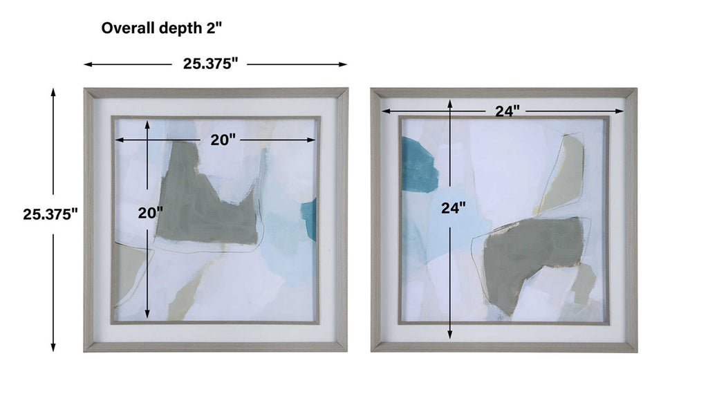 Mist Shapes Framed Prints, Set of 2 - Bombay Mercantile