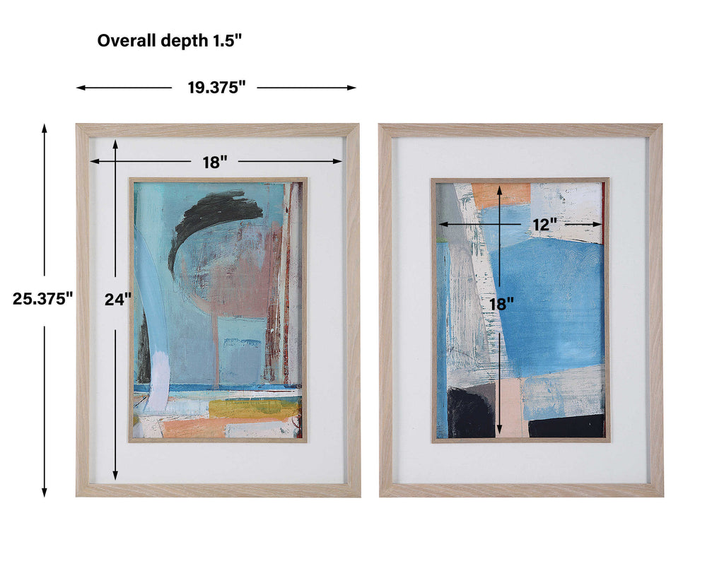 Brilliant Clouds Abstract Prints, Set of 2 - Bombay Mercantile