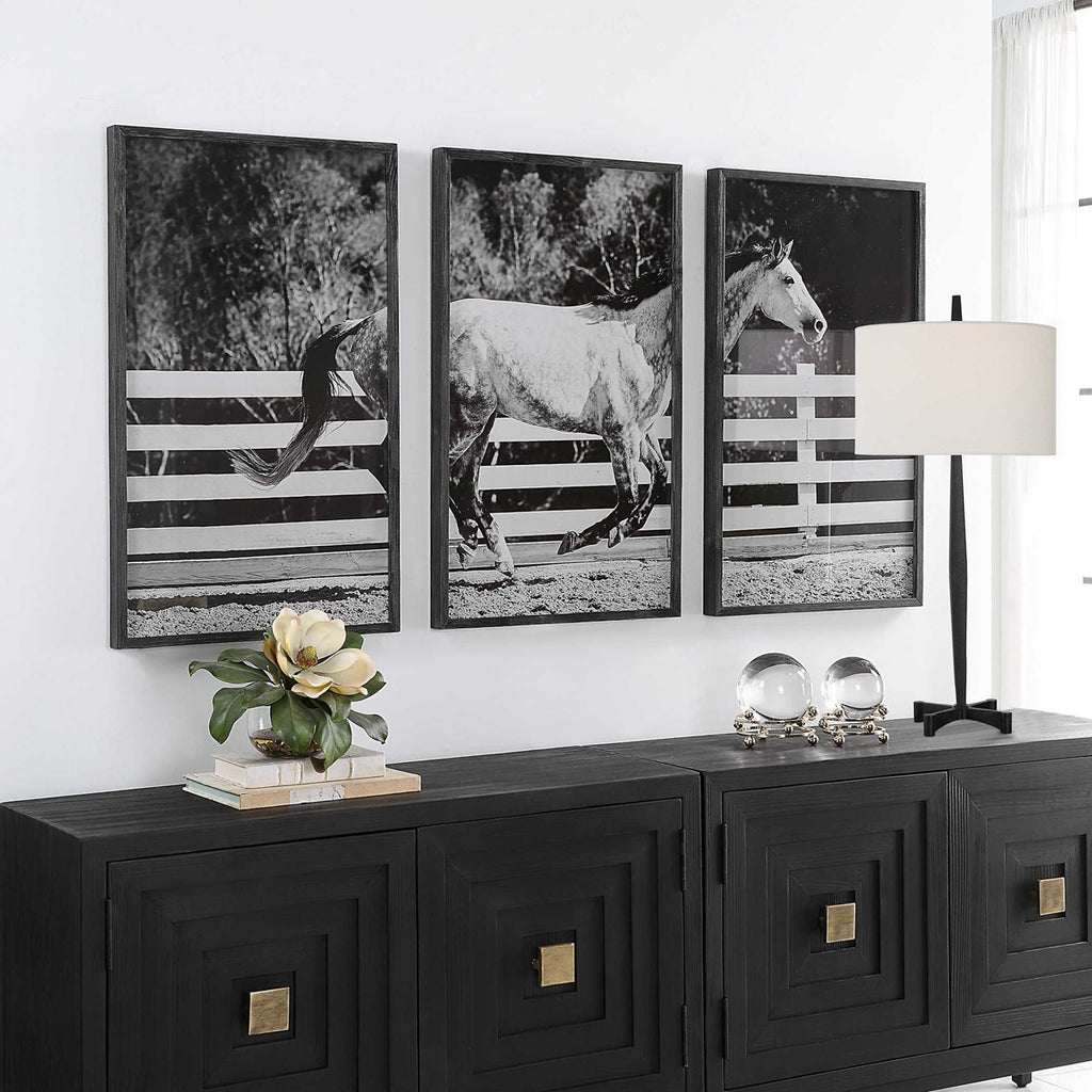 Galloping Forward Equine Prints, Set/3 - Bombay Mercantile