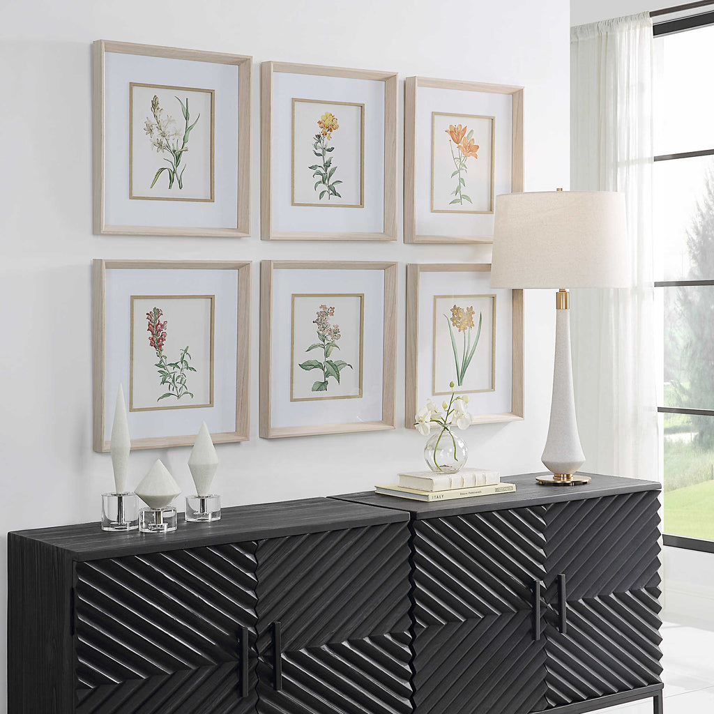 Classic Botanicals Framed Prints Set of 6 - Bombay Mercantile