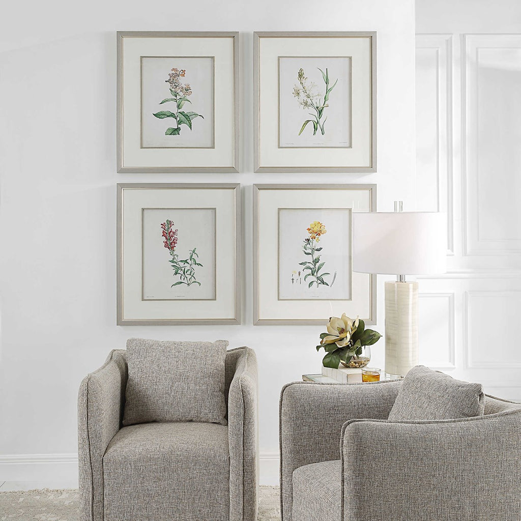 Heirloom Blooms Study Framed Prints Set of 4 - Bombay Mercantile