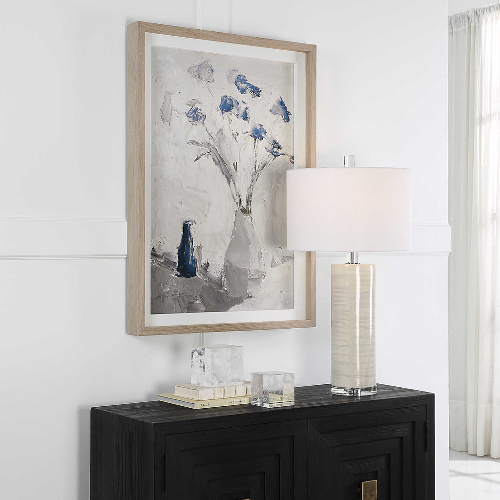 Blue Flowers In Vase Framed Print - Bombay Mercantile