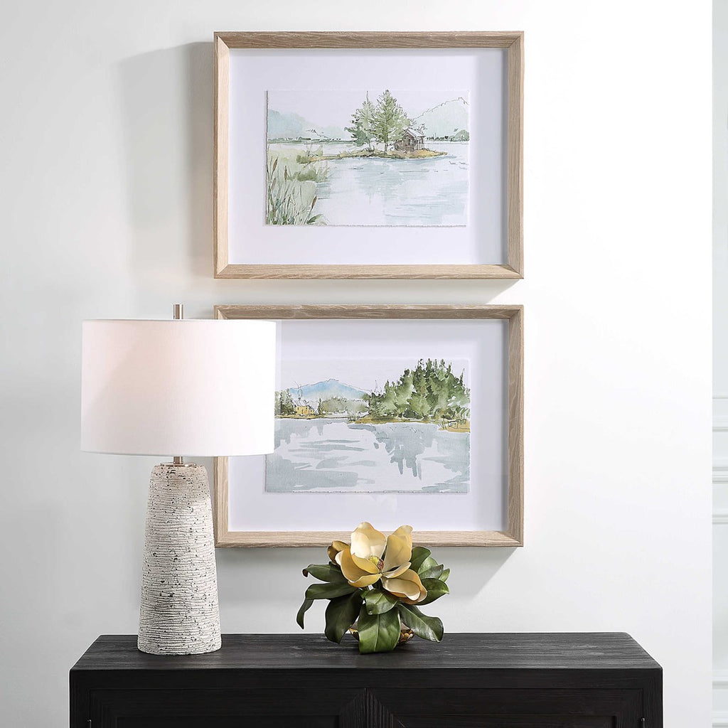Serene Lake Framed Prints, Set of 2 - Bombay Mercantile