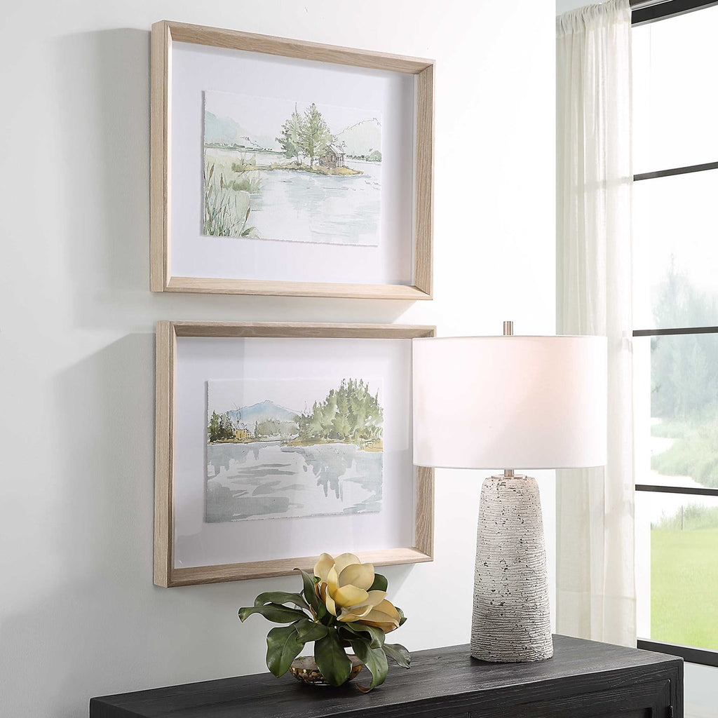 Serene Lake Framed Prints, Set of 2 - Bombay Mercantile