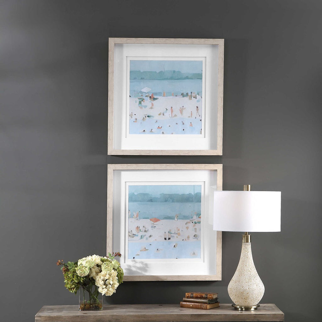 Sea Glass Sandbar Framed Prints, Set of 2 - Bombay Mercantile