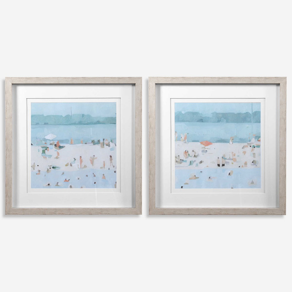 Sea Glass Sandbar Framed Prints, Set of 2 - Bombay Mercantile