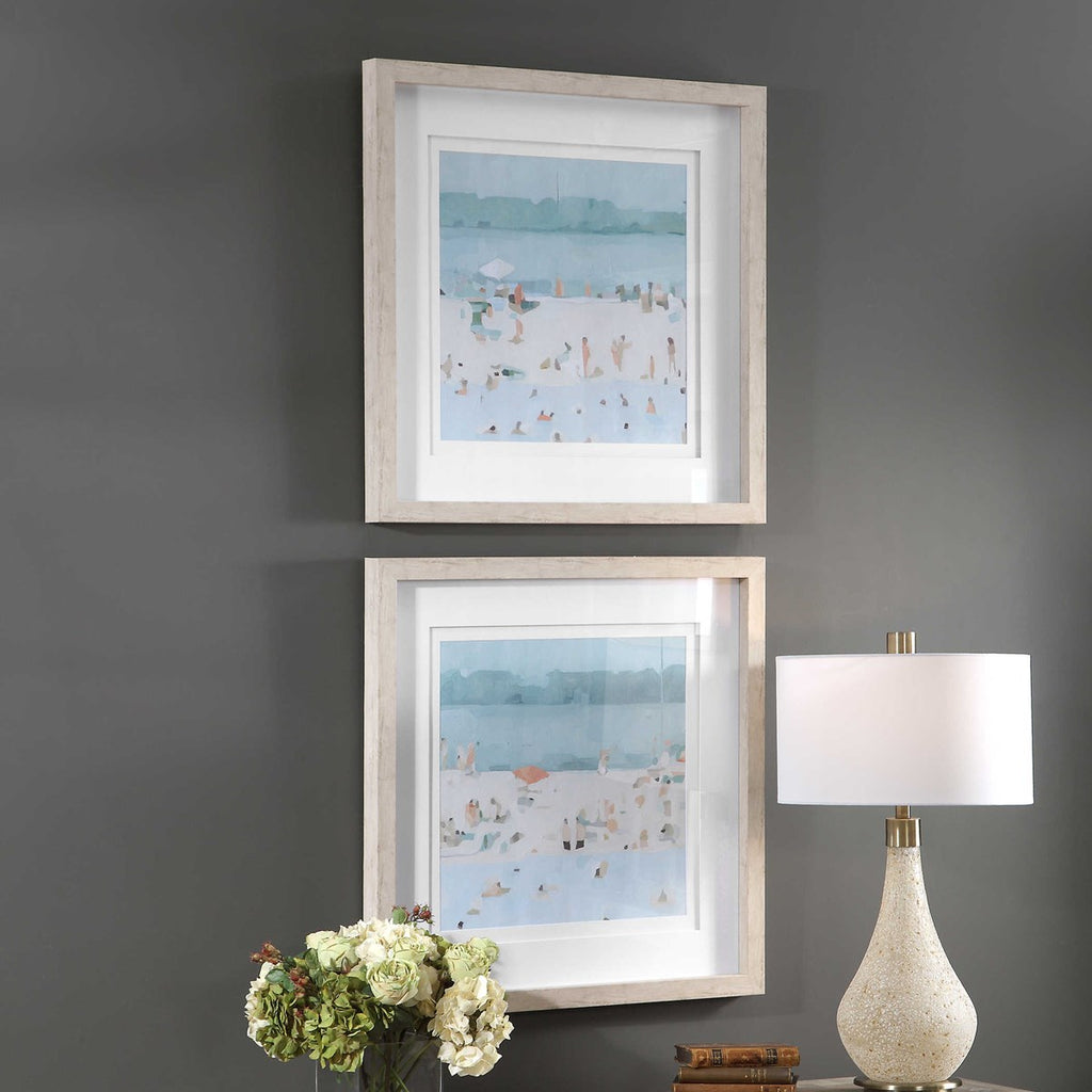Sea Glass Sandbar Framed Prints, Set of 2 - Bombay Mercantile