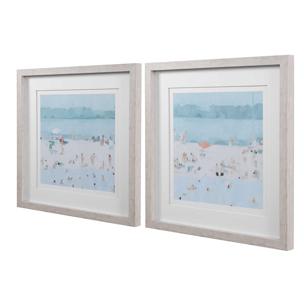 Sea Glass Sandbar Framed Prints, Set of 2 - Bombay Mercantile