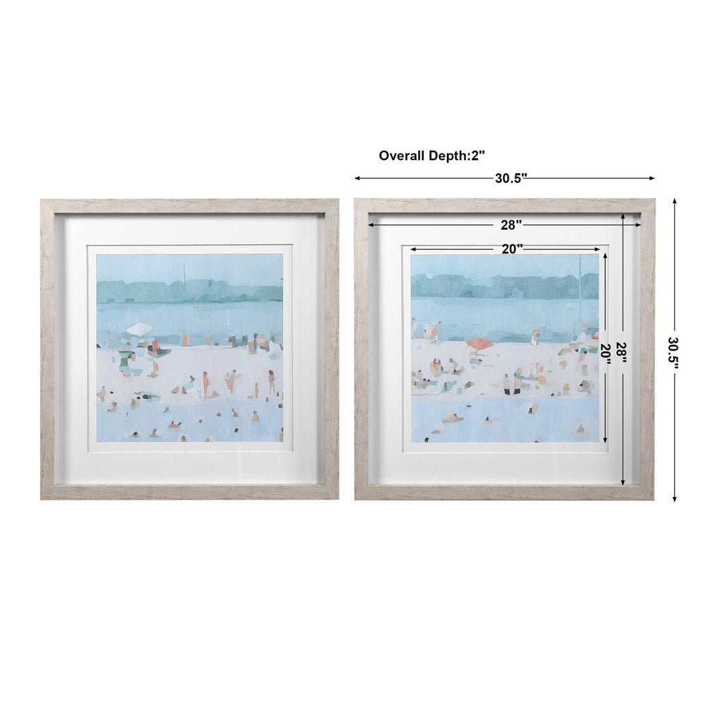 Sea Glass Sandbar Framed Prints, Set of 2 - Bombay Mercantile