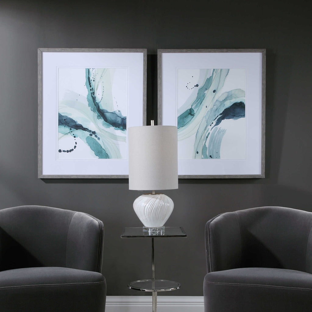 Depth Abstract Watercolor Prints, Set of 2 - Bombay Mercantile